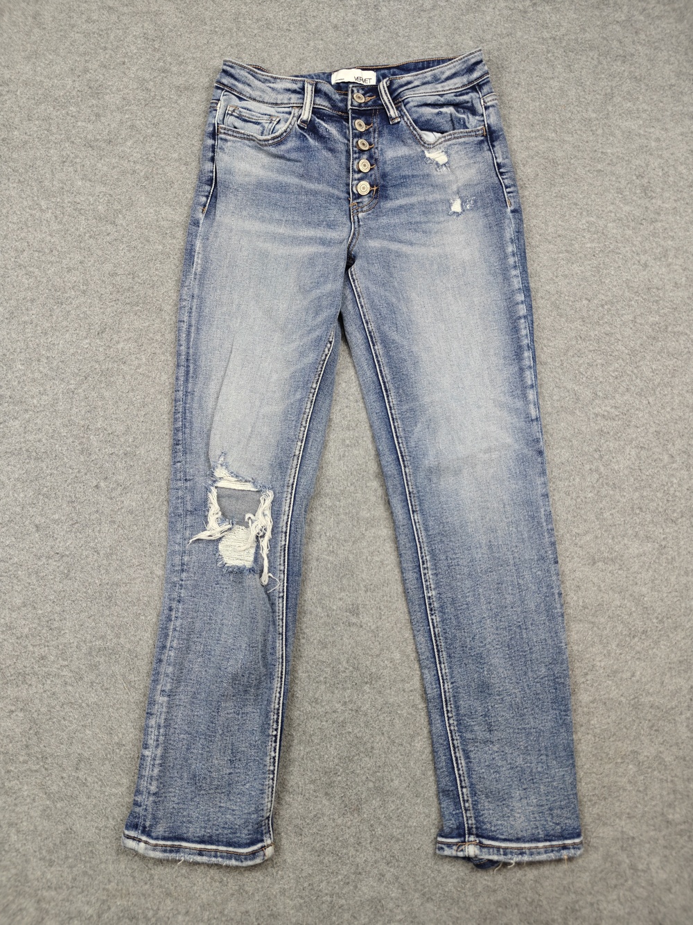 Vervet Jeans Womens 25 Blue Skinny Distressed Stretch 5-Pocket Medium Wash